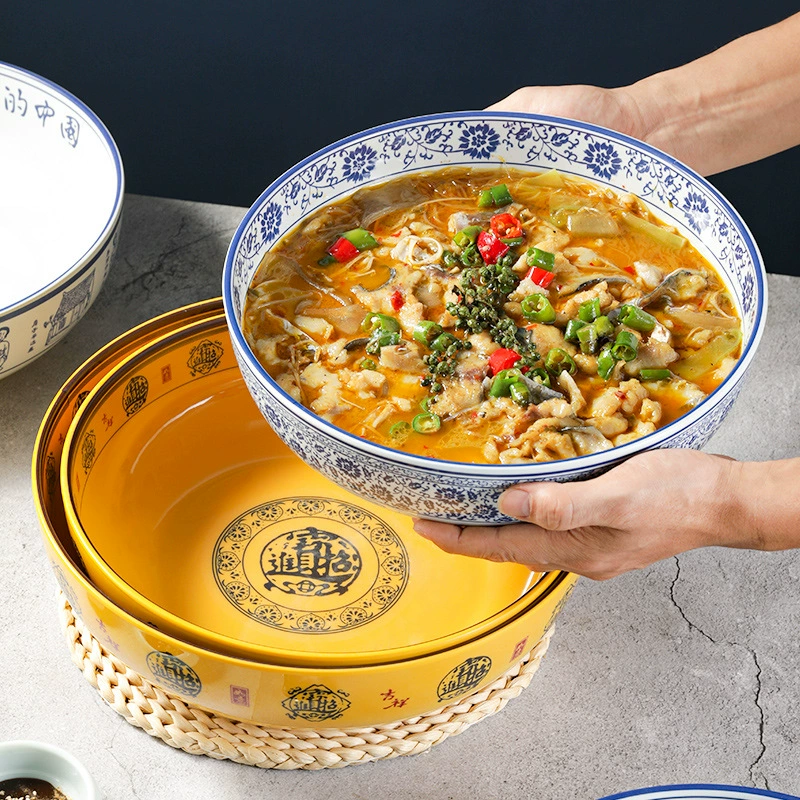 Большая миска с ферментированной капустой из аммина, большая кастрюля для улот ф рыбных кусочков, миска воды, имитационная фарфоровая миска, пряный вкус, горшок, ресторанный суповой горшок, коммерческий для супа