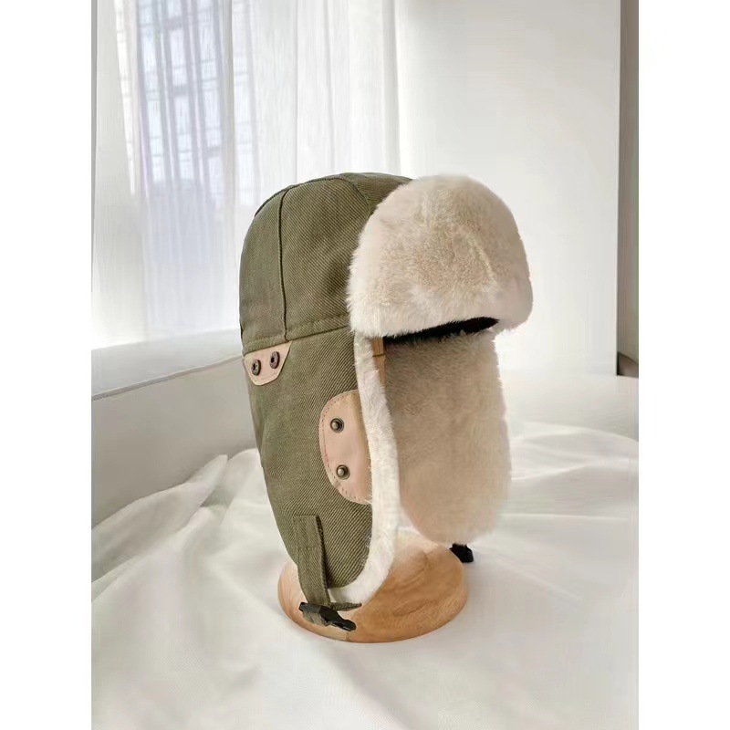 Sombrero de piloto para hombres y mujeres de invierno engrosado protección auditiva cálida ciclismo esquí a prueba de frío máscara de banda de viento gafas de algodón Lei Feng sombrero