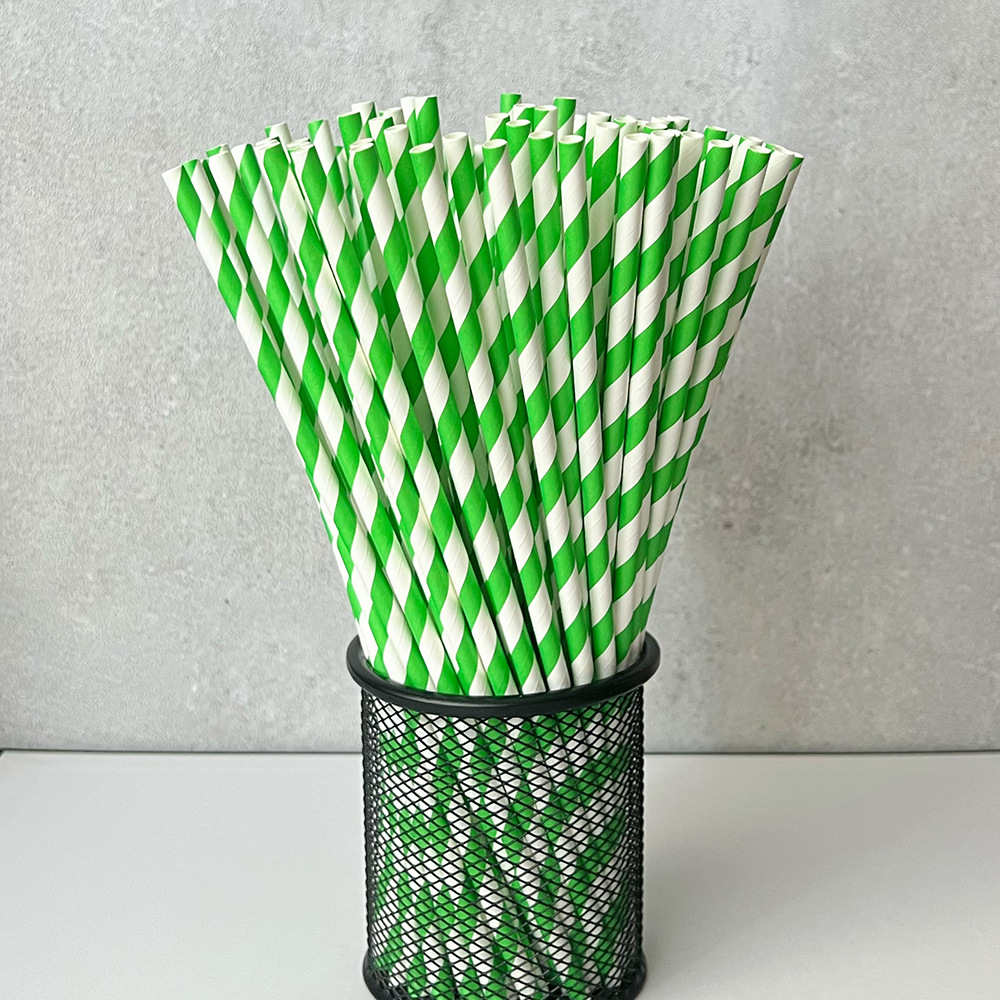 Inventario mayorista alargado paja de papel desechable degradable tira de papel paja de papel té de leche tubo de papel multicolor colorido