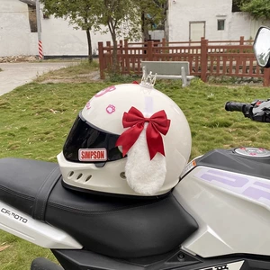 Motorcycle Electric Universal Helmet Accessories Wine Red Bow