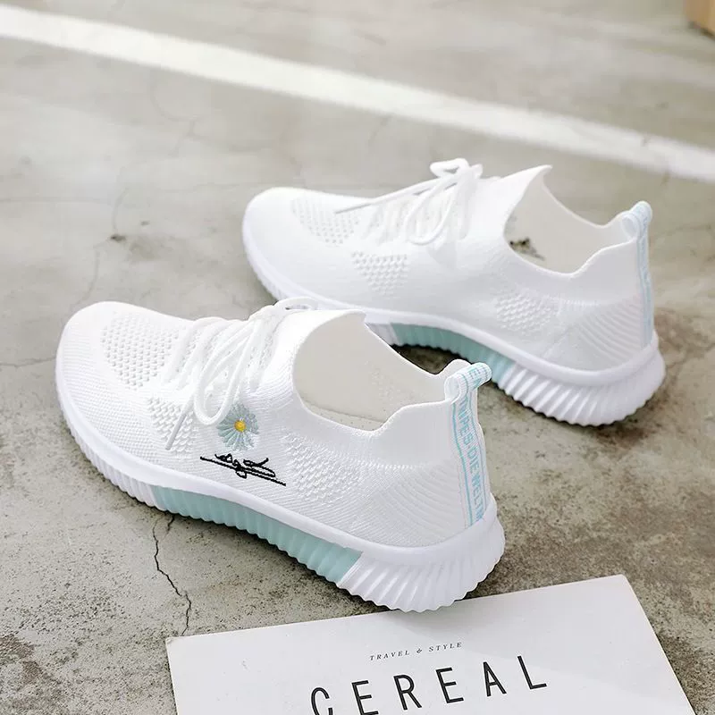 2023 летние новые туфли с ромашками, Женская универсальная спортивная сетчатая обувь в Корейском стиле, Женская дышащая тонкая женская обувь на мягкой подошве