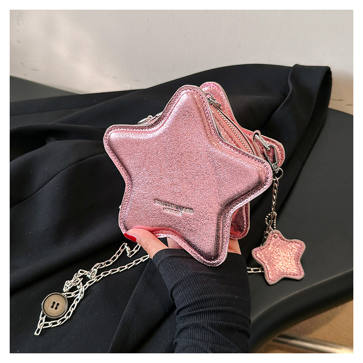 Women's Small Pu Leather Solid Color Streetwear Pentagram Zipper Crossbody Bag display picture 7