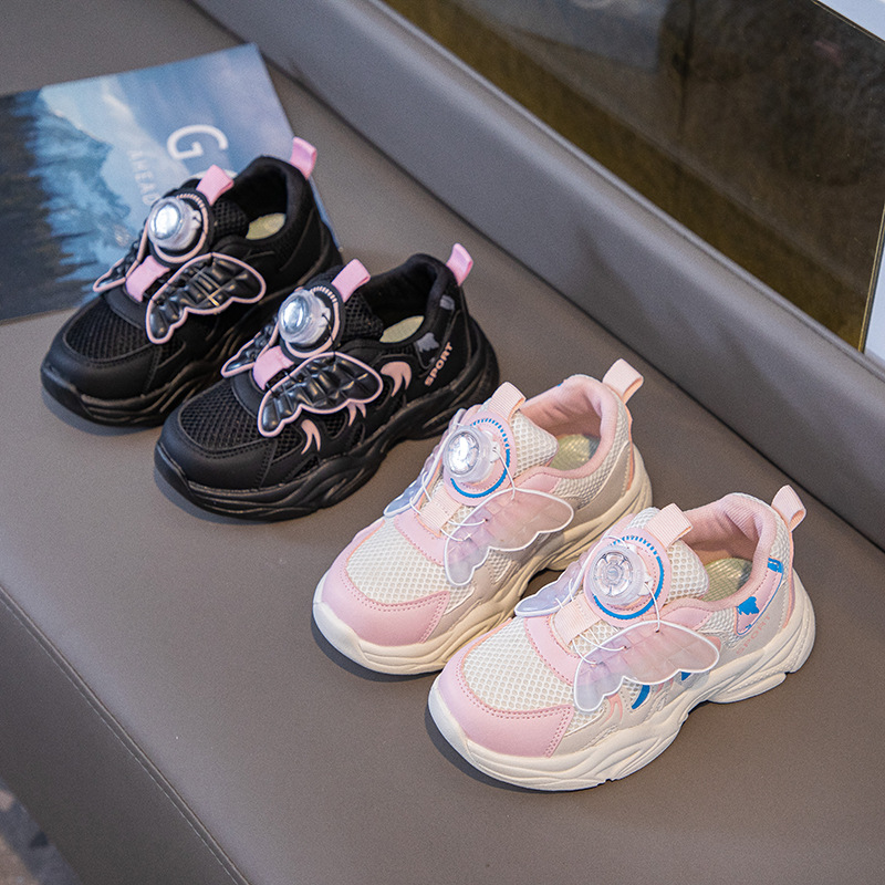 Girls' Sports Shoes 2025 Spring New Style Soft-Soled Lightweight Fashionable Running Shoes for Older Children Casual Dad Shoes Non-Slip