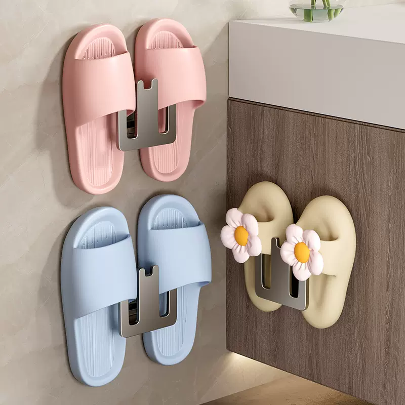 浴室拖鞋架免打孔卫生间置物架鞋子收纳神器厕所门后壁挂挂架沥水