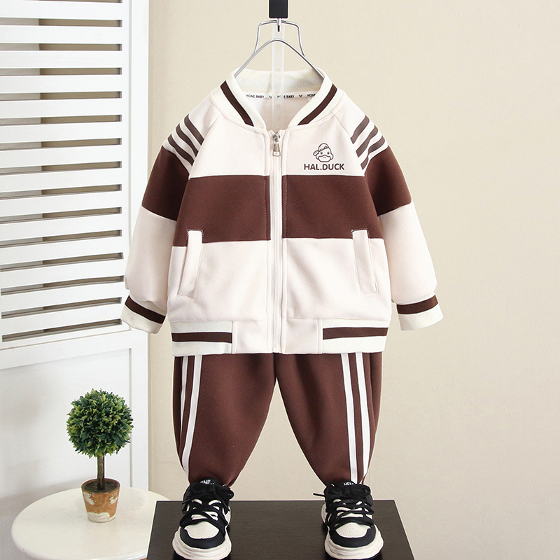 5999 Little Yellow Duck Ropa para niños Traje para niños Primavera y otoño 2024 Nuevo traje de béisbol para bebés de moda Traje de dos piezas para niños