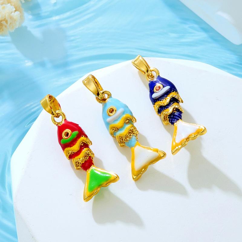 銅メッキ色保持ラッキーフィッシュ鯉多用途ペンダント diy 手作りペンダントネックレスブレスレットペンダント卸売|undefined