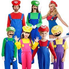 萬聖節服裝成人兒童親子裝超級瑪麗背帶褲連體衣卡通動漫遊戲制服