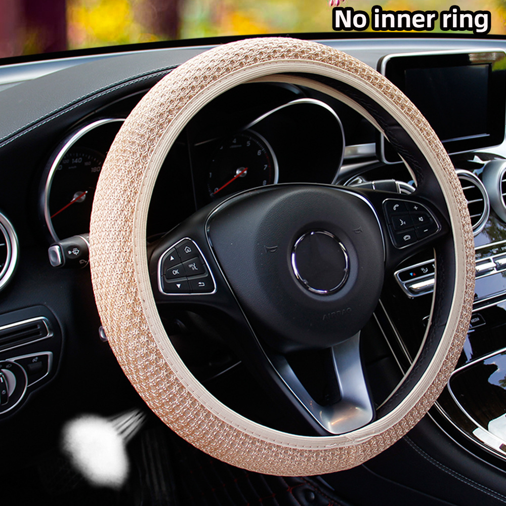 Sin anillo interior núcleo Red de seda de hielo elástico cubierta del volante del coche transpirable cómodo Four Seasons cubierta de la manija comercio transfronterizo AliExpress