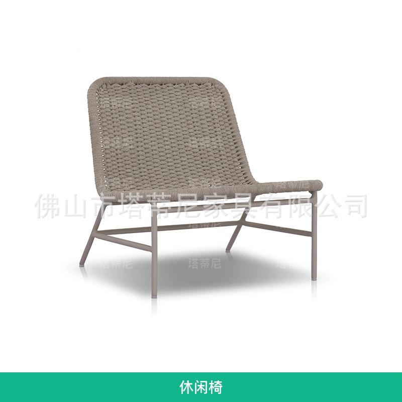Silla de ocio al aire libre sofá balcón jardín exterior impermeable silla de caña simple respaldo muebles de patio image 6