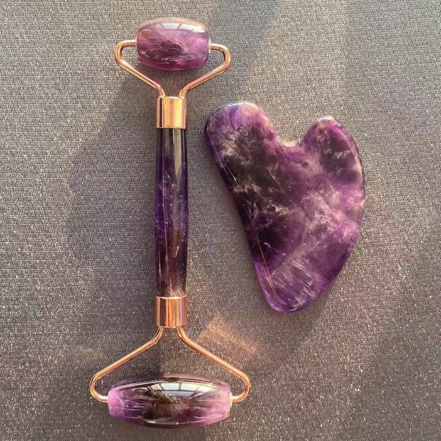 천연 자수정 롤러 + 스크래핑 보드