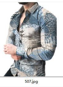 Europa y América primavera nuevo tigre comercio exterior transfronterizo hombres camisa de impresión digital 3D camisa de manga larga para jóvenes hombres