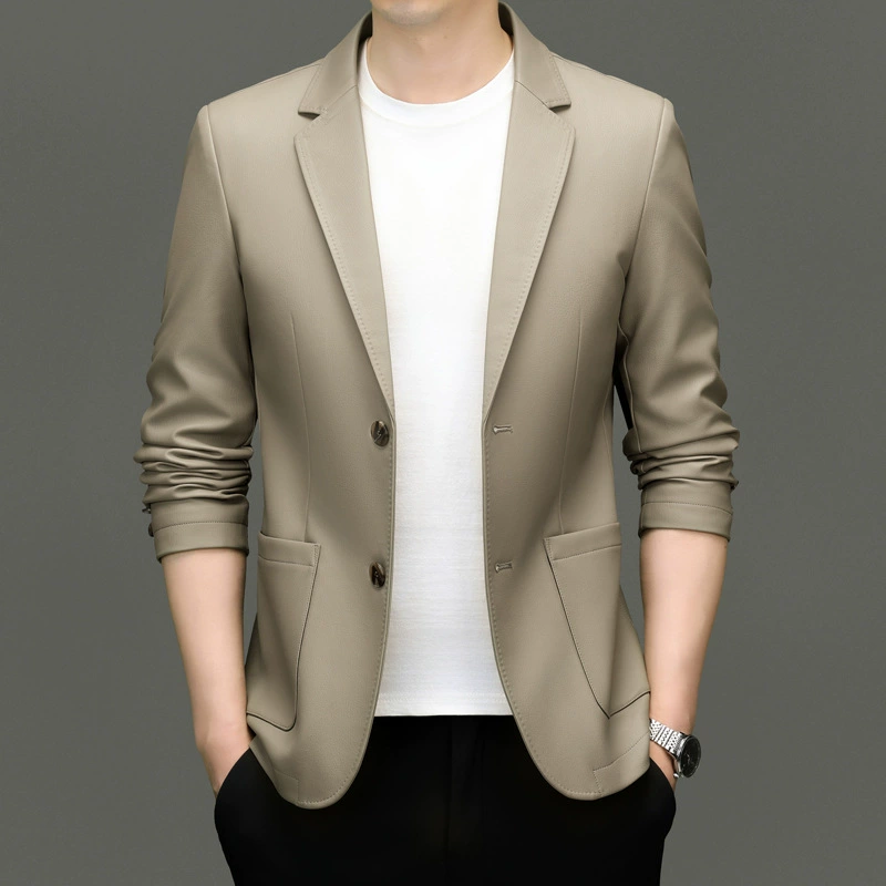 2024 средних лет мужское весеннее и осеннее кожаное пальто кожаное пальто новый кожаный костюм повседневная кожаная куртка куртка прилив