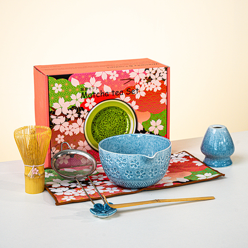 FJT 사쿠라 광구그릇 블루 7종세트(사쿠라 박스 그린무늬)
