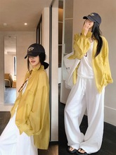 2025夏季新款韩系设计长袖衬衫百搭背心吊带抽绳休闲裤时尚套装女