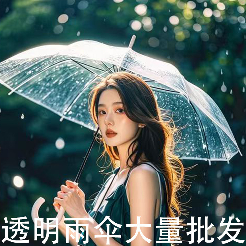 Creative small fresh long handle transparent umbrella color straight transparent umbrella automatic wholesale logo advertising gift umbrella Creative small fresh long handle transparent umbrella color straight transparent umbrella automatic wholesale logo advertising gift umbrella
