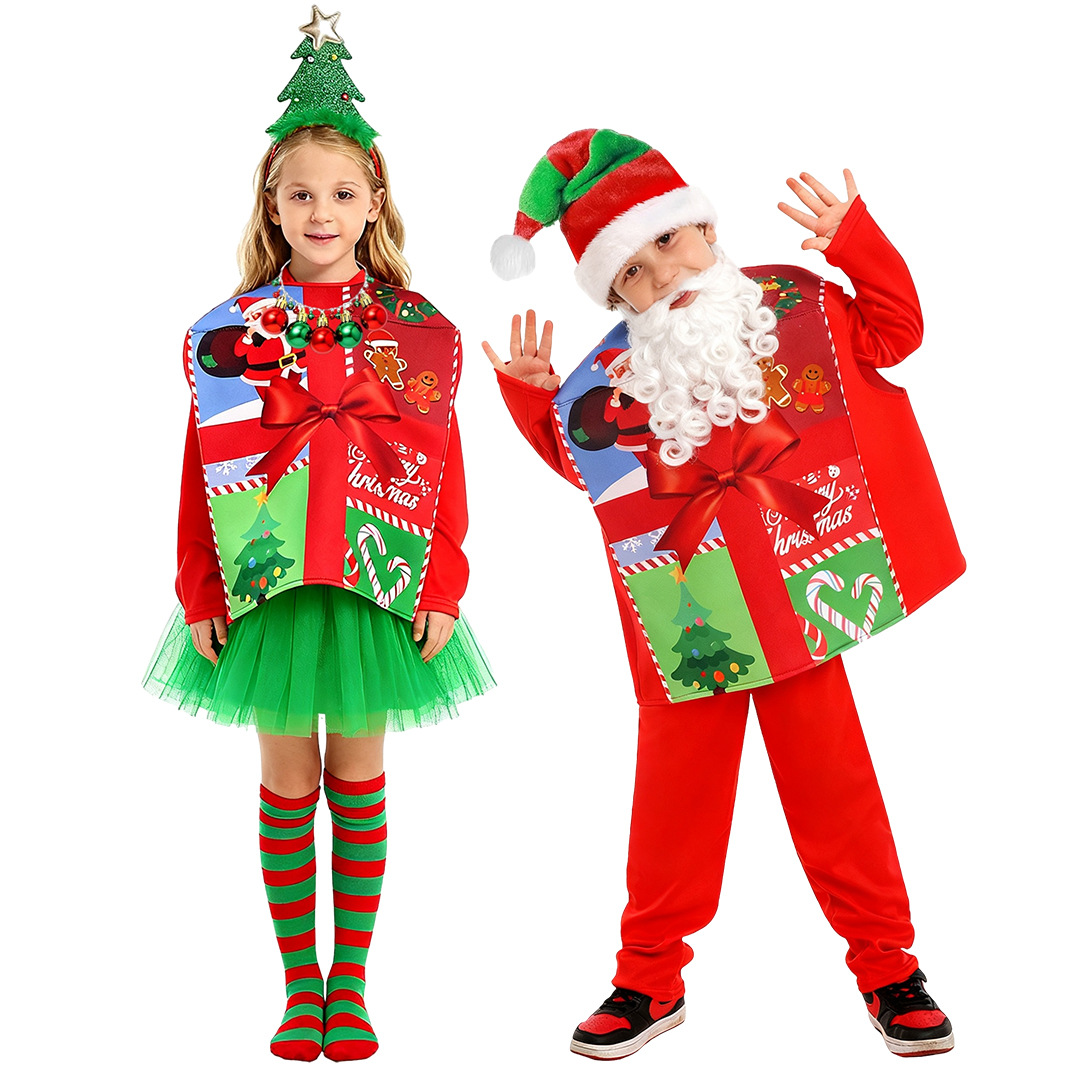 Christmas Kidsren's Christmas Gift Box Cos Play Costume School Festival Stage Performance Costume Party Costume