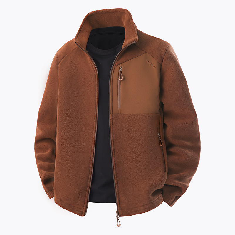 Shake-off chaqueta de cuello vertical hombre otoño invierno doble cara chaqueta interior de terciopelo cálido hombre cardigán camiseta de deporte ropa superior