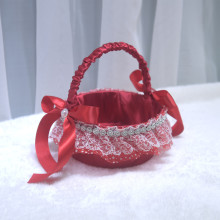 181新娘婚庆蕾丝花篮花童撒花花篮伴娘手提小花篮西式婚礼喜篮