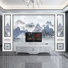 壁画8D新中式电视墙背景墙画18D客厅装饰背景墙布墙纸壁纸
