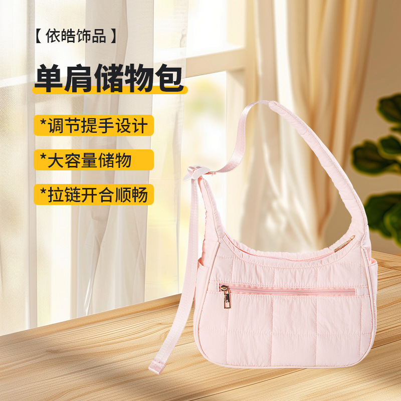 新款时尚百搭女士小号粉色单肩包 可调节肩带大容量外出包包批发