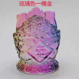 彩色黄色水晶一桶金摆件金筒摆设品客厅家居装饰品摆件水晶工艺品