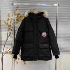 莆田大鹅羽绒服加拿大08款远征男女款狼毛加厚户外抗寒中长款外套