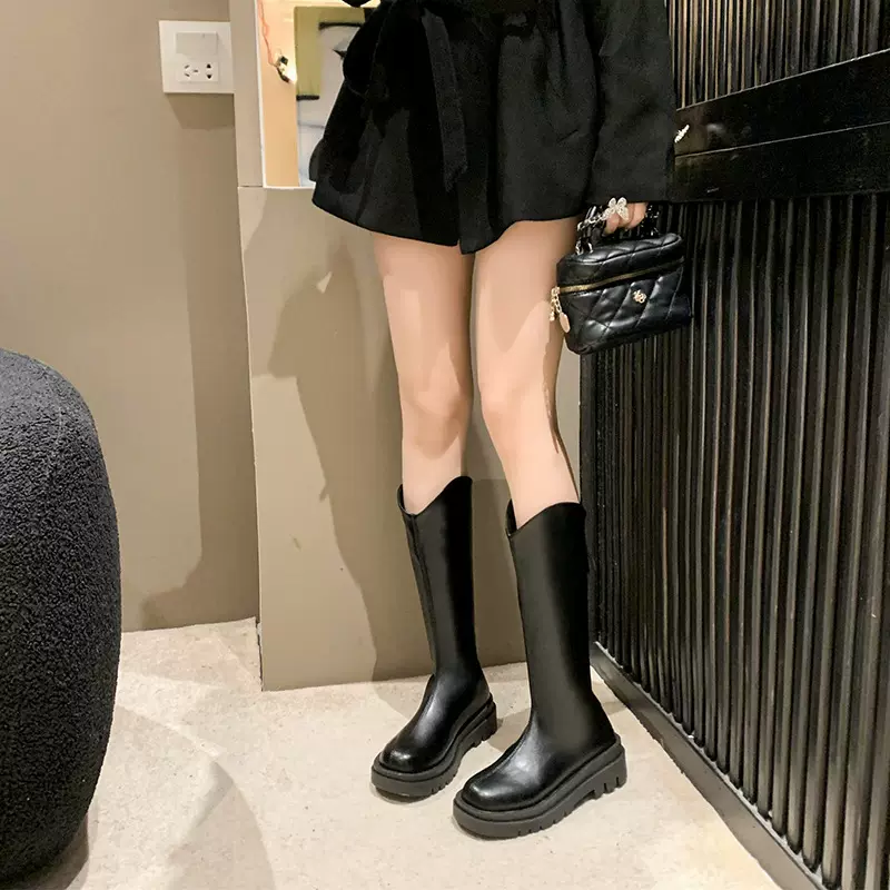 小个子长筒靴女2024年新款秋冬骑士靴加绒显瘦长靴子女百搭韩版潮