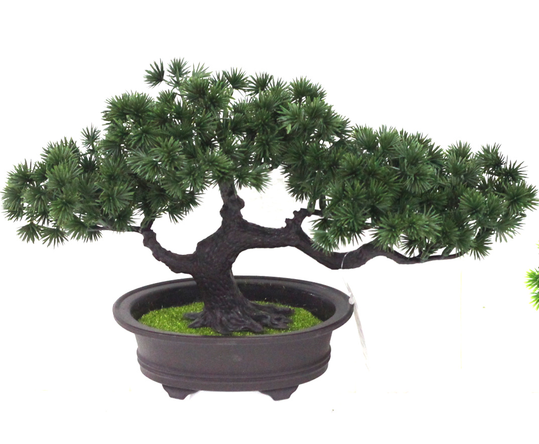 仿真迎客松盆栽 松针摆件塑料室内家居办公桌假树绿植盆景松树