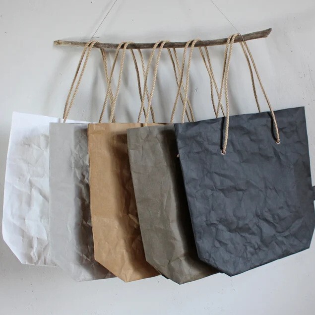 Printed Logo Handbag Single Shoulder Eco-Friendly Shopping Bag Familiar Kraft Paper Dupont Paper Reusable