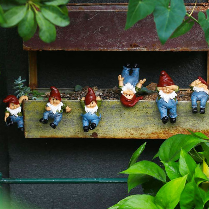 Jardín elfo colgante decoración al aire libre creativo colgante decoración de resina de dibujos animados enano balcón decoración del paisaje