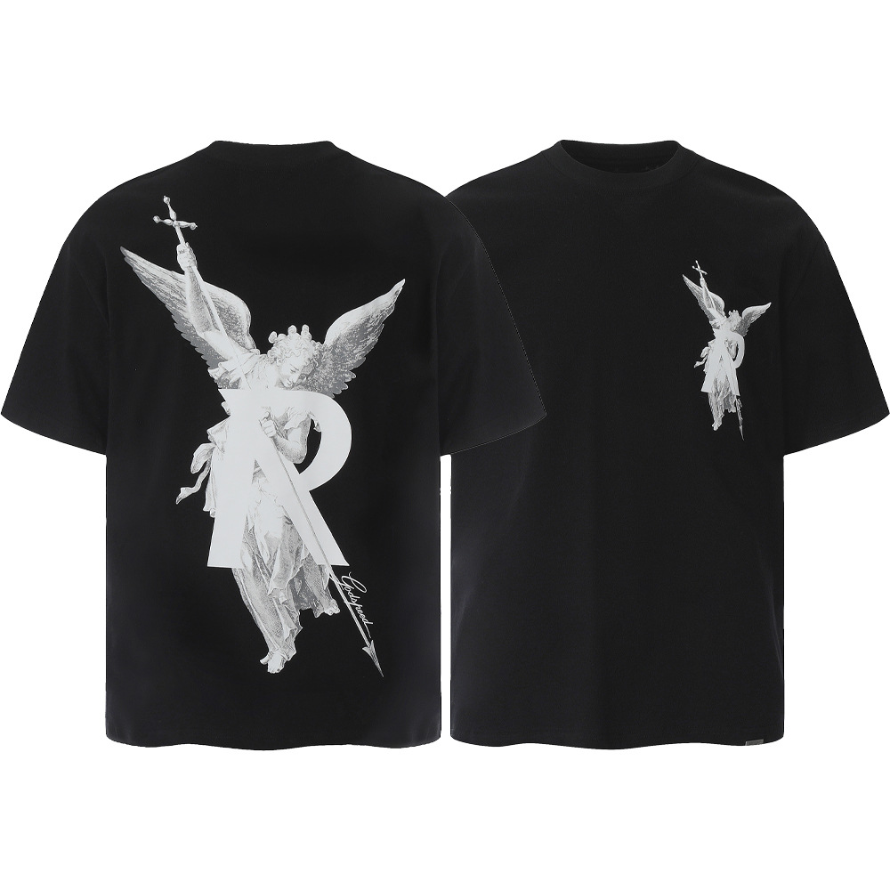 High Street REPRESENT Impresión de letras minimalistas desgastado retro lavado hombres y mujeres sueltos camiseta casual de manga corta marea