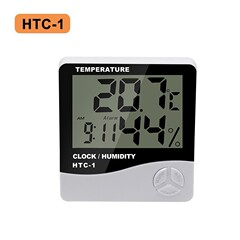 HTC-1室内電子温度計目覚まし時計メーカーシンプル壁掛け家庭用大画面デジタル温度湿度計
