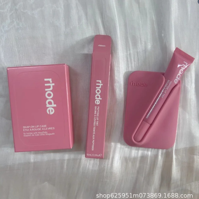 Cross-border in-stock rhode Hailey tinted Raspberry Ribbon Espresso magnetic stand lip gloss set