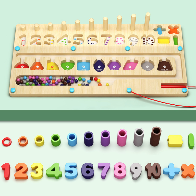 Logarítmico tablero carro laberinto juego de madera cantidad magnética de los niños cantidad magnética color conteo clasificación aritmética bloque de construcción