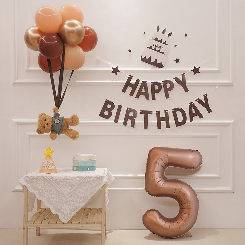 32 pulgadas color chocolate cumpleaños número tarjeta de papel independiente embalaje versión estadounidense decoración de fiesta película de aluminio papel de aluminio decoración de globos