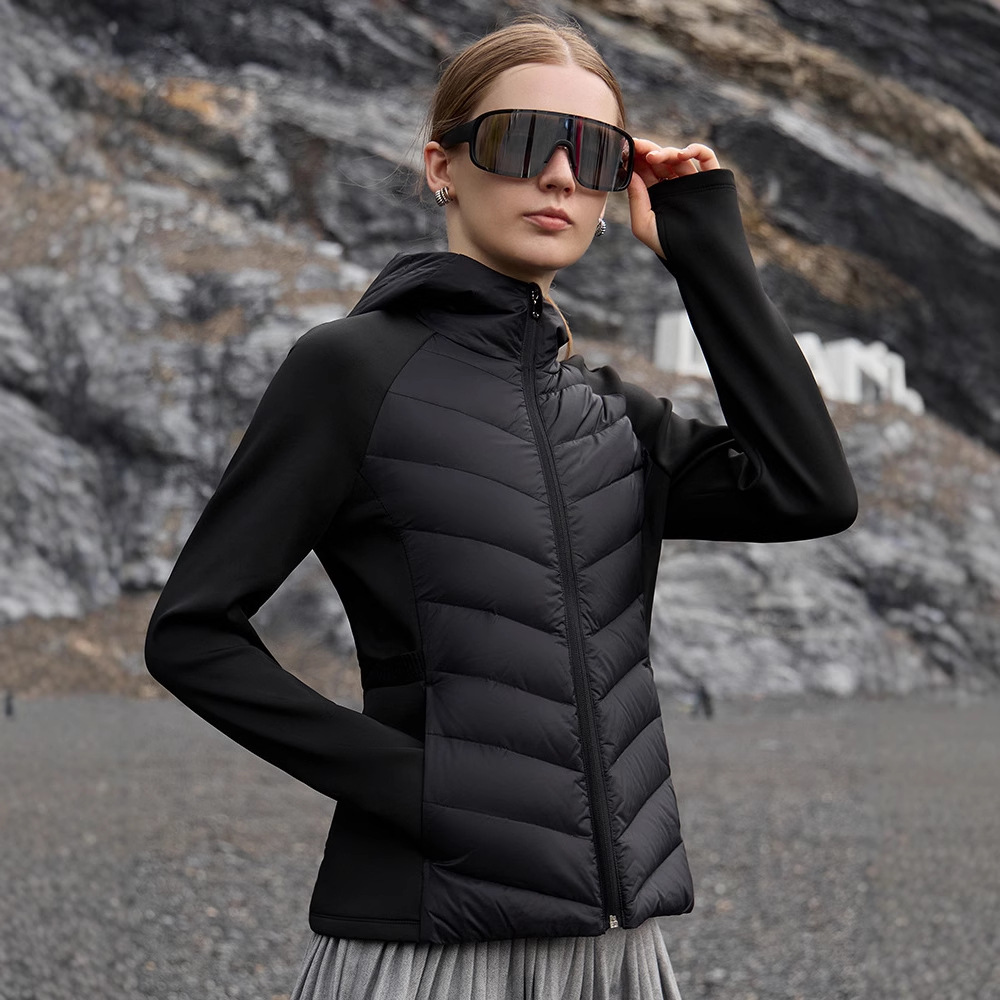 新款lulu轻薄羽绒服女白鸭绒冬季连帽羽绒服小蛮腰秋冬运动外套