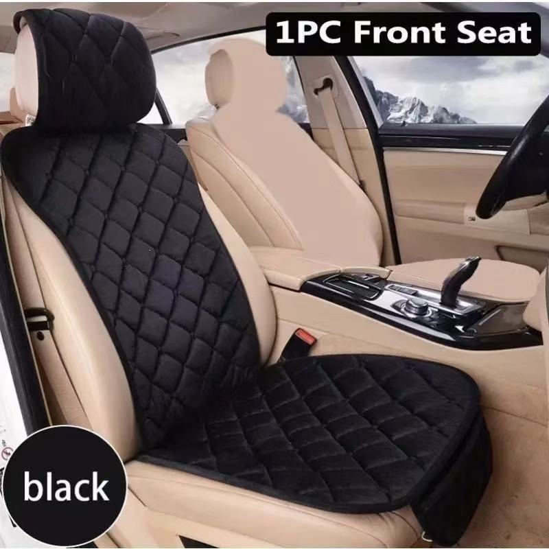 Winter plush car seat cushion three-piece set, thickened, warm, non-slip, backless, single-piece seat cushion, universal model
