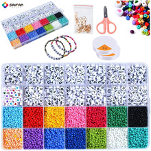 跨境字母珠手链串珠diy配饰儿童材料套装玻璃小米珠穿珠饰品配件