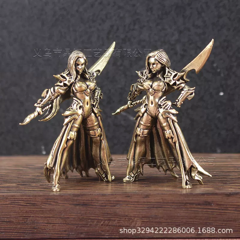 黄铜大刀美女战士欧美动漫游戏模型手办桌面装饰摆件复古美女战士