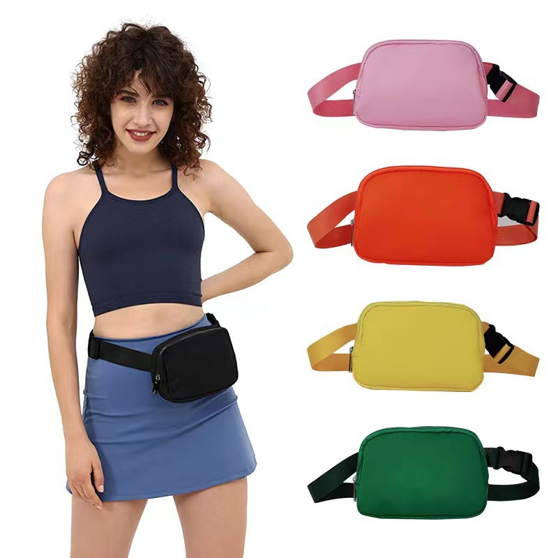 187g Weight Nylon Lining Material Zipper Closure Type Nylon Material Solid Color Pattern Candy Color Design Small Size Solid Color Nylon Waist Bags 1