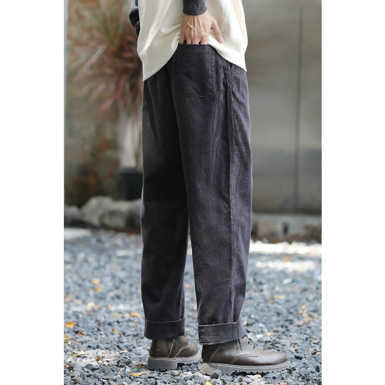 Corduroy cotton trend Japanese retro trousers, with short sleeve