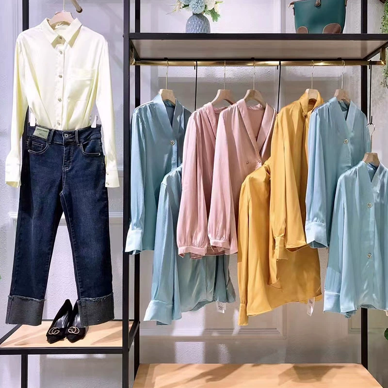 Ацетат FD рубашка атласная 2023 новая весенняя мода дикая элитная скидка бренда в прямом эфире