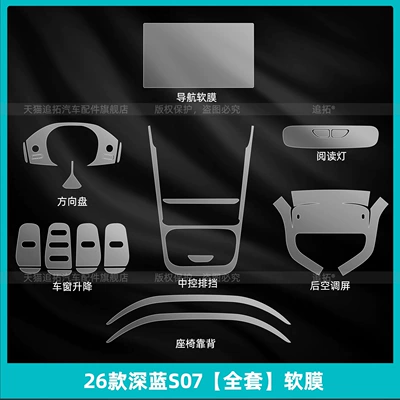Car interior film Blue S07 Interior Protective Film - 26-models-of-dark-blue-s07-full-set-soft-film