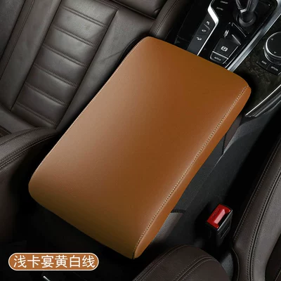 Armrest box — box cover - light-bayan-yellow-and-white-thread