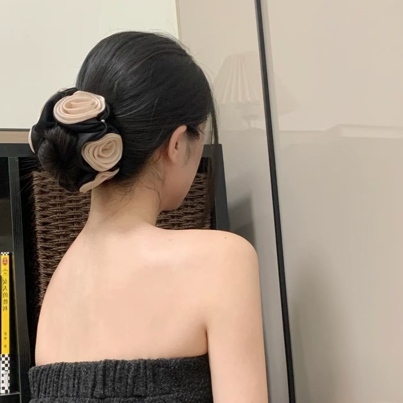 韩系复古学院风格纹花边大肠发圈慵懒风扎发头绳超大发圈头绳发饰|undefined