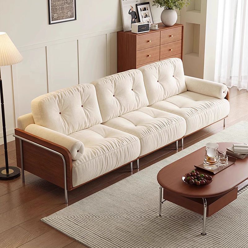 French Retro Chenille Velvet Sofa Living Room Small Apartment Bauhaus Style Straight Row Cloud Removable and Washable Fabric Sofa