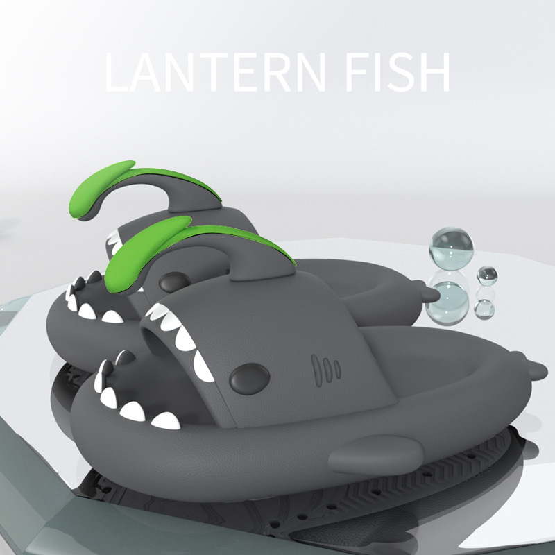 New Style Lantern Fish Shark Slippers Female Couple Indoor and Outdoor Thick Slippers Female Slip-on Feeling Soft Sole Home Sandals for Men