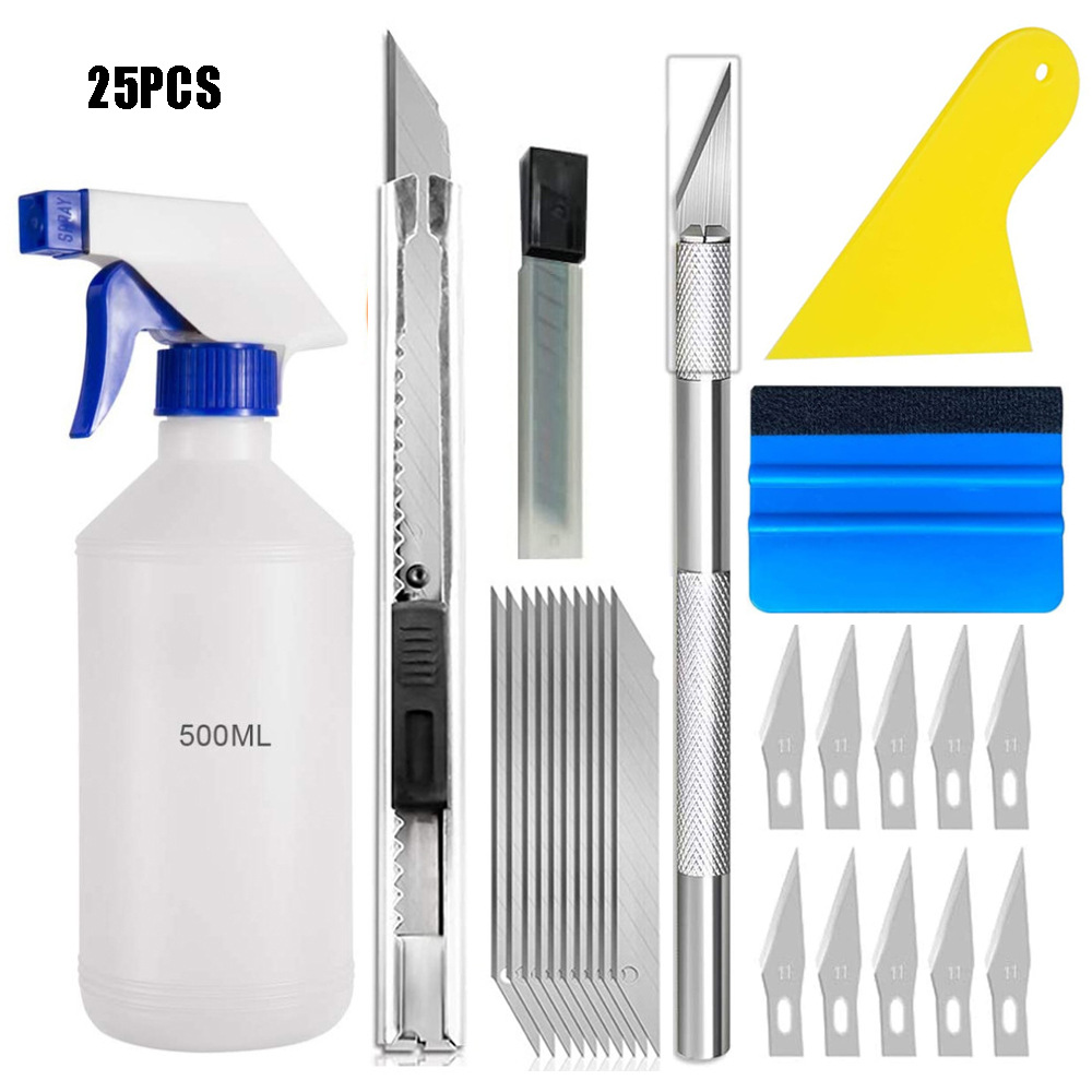 25件套车窗贴膜套件壁纸包装套件窗户美工刀雕刻刀密封刮板