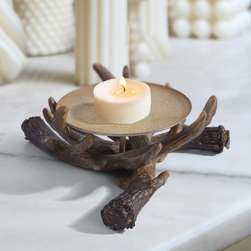 Cross-Border Creative Home Decor Antler Candle Aromatherapy Handmade Candle Holder Decorative Tray Desktop Anniversary Crafts