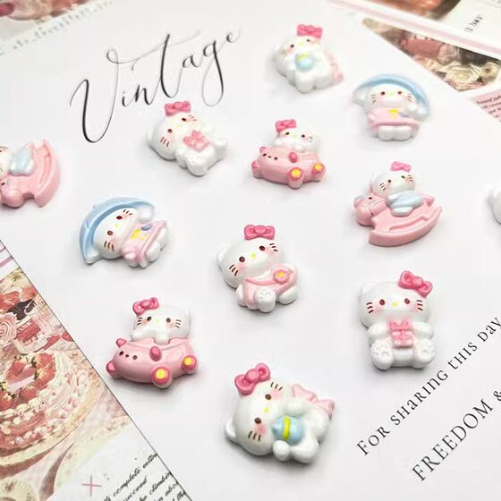 Bright Cartoon Little Trojan Horse Cat DIY Cream Phone Case Resin Accessories Handmade Hairpin Headline Jewelry Material